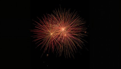 Set of fireworks on black background, designed as a visual display for festive celebrations
