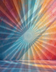 Retro Burst Background with Colorful Rays