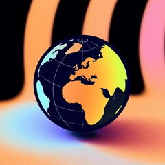 Stylized globe icon with clean lines, ideal for digital interfaces and branding,  network,  digital