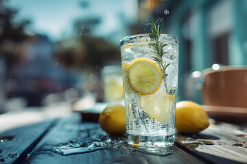 glass of water with lemon