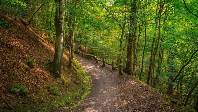 Cinq-Cent Arpents forest trail in the Chevreuse Valley Regional Nature Park, seasonal change awareness day - Powered by Adobe