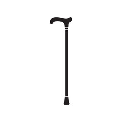 Walking cane silhouette icon vector flat design