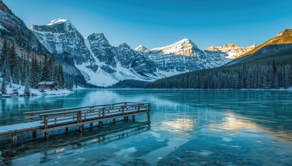 Morning light over Pyramid Lake with calm water and distant mountains, ideal for landscape photography