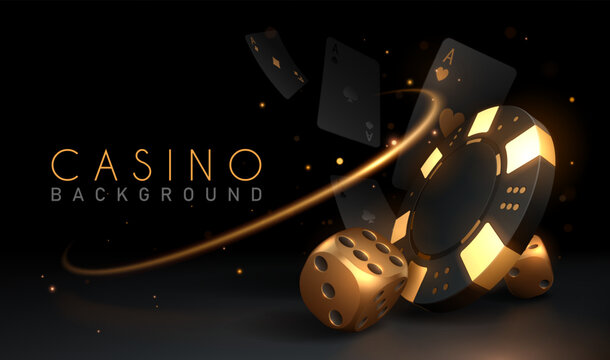 Black and gold casino background with light effect