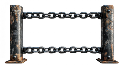 Industrial metal pipe railing isolated on transparent background