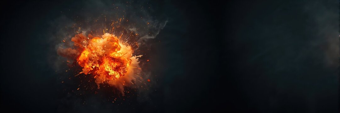 Isolated flame explosion against a dark background, emphasizing fire safety and hazard awareness