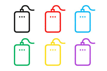 Set of Colorful Mobile Battery Icons on Transparent Background