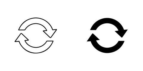 Refresh icon isolated on, representing update, reload, and synchronization in black and white