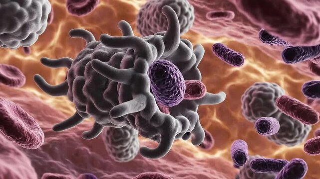 Microscopic Organisms and Pathogens: A Detailed 3D Medical Illustration