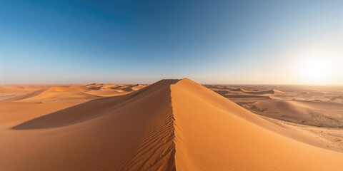 Sand dunes in Erg Chebbi desert landscape, Merzouga, Sahara Desert, Morocco, natural erosion risk
