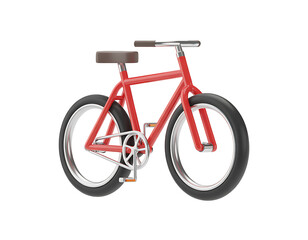 Classic red bicycle with brown seat and handlebars