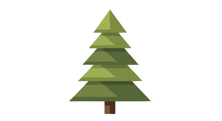 Obraz premium Stylized coniferous tree illustration with geometric shapes and layered design ideal for seasonal graphics and icons