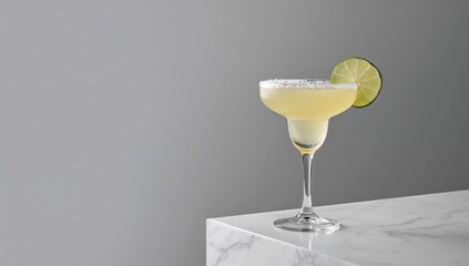 Daiquiri cocktail in a margarita glass with lime slice on rim, ideal for bar menu layout, World Cocktail Day