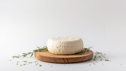 Reblochon cheese made from cow's milk on a white background, emphasizing dairy product safety in cheese shop display, World Food Day