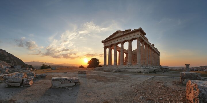 Great Temple of Apollo at summer sunset, highlighting architectural preservation