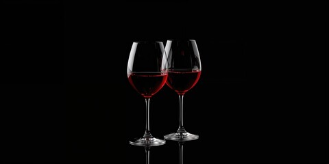 Two wine glasses with an outline on a black background, emphasizing glassware design for layout or branding purposes, World Wine Day