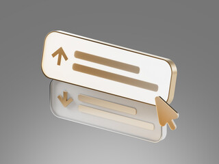 3D icon of an upward ranking slider with a pointer, symbolizing promotion, improved search position, optimization tools and performance growth.