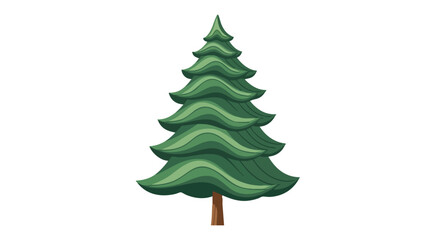 Obraz premium Stylized evergreen tree illustration with cascading green foliage layers on a white background