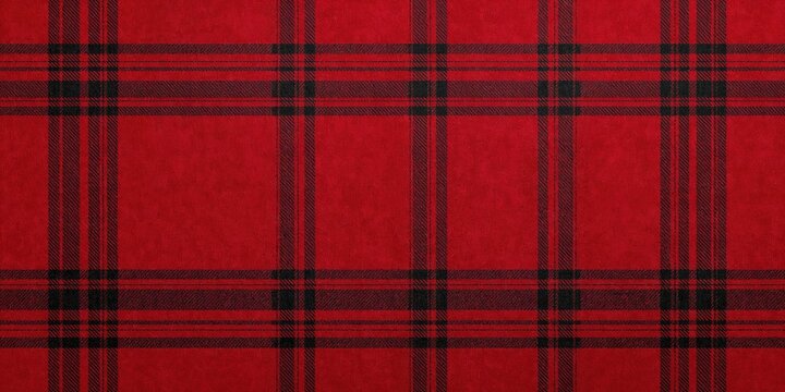 Red plaid flannel fabric used as a background for text and layout design, emphasizing warm seasonal themes