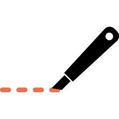 Black Handle Craft Knife Cutting Orange Dashed Line On Transparent Background Symbolic For Precision Cutting And Craftsmanship