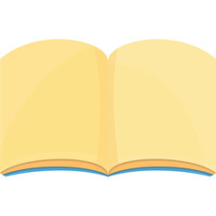 An Open Blank Book With Yellow Pages And Blue Edges Illuminated By Soft Light Against A Transparent Background Minimalist Illustration Representing Knowledge And Learning Ideas