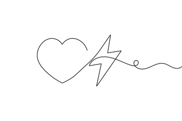 Lightning bolt abstract continuous one line artwork in modern minimalist outline vector illustration
