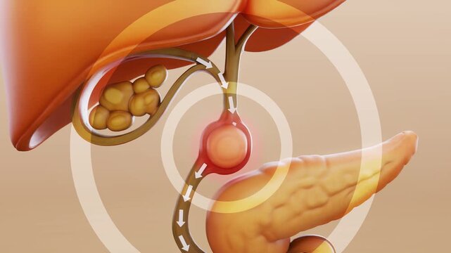 Conceptual 3D animation of a gallbladder stone
