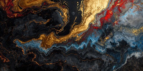 Abstract colorful marble background with vibrant swirling patterns for artistic design, fluid art style