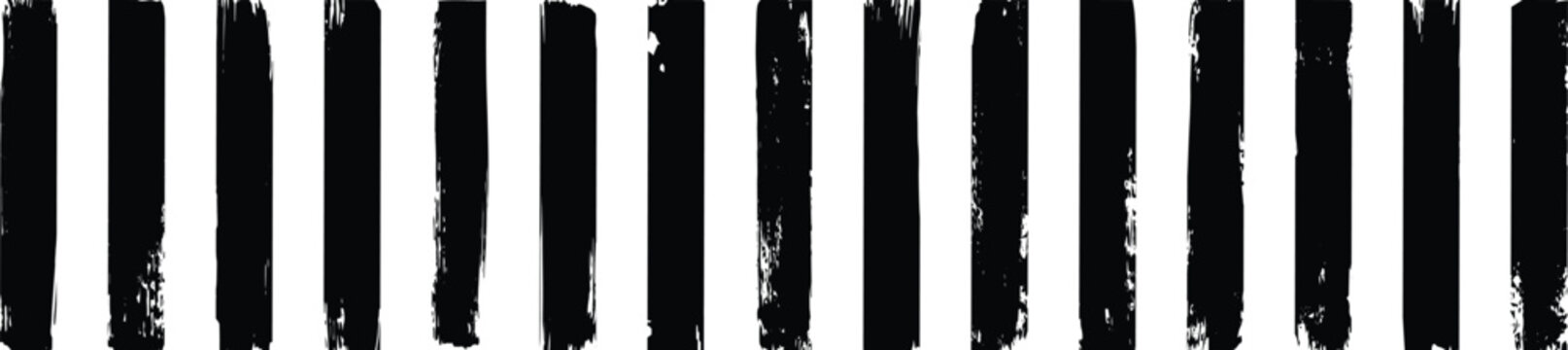 Collection of vector paint bold brush strokes, hand drawn thick grunge lines and rectangle shapes