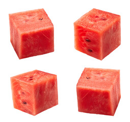 watermelon cubes creating a refreshing summer mood, promoting healthy snacking, suitable for fruit salad ads and natural sweetness campaigns