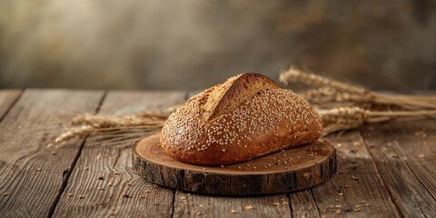 Wholegrain bread with seeds and organic flour, dietary fiber source for healthy eating