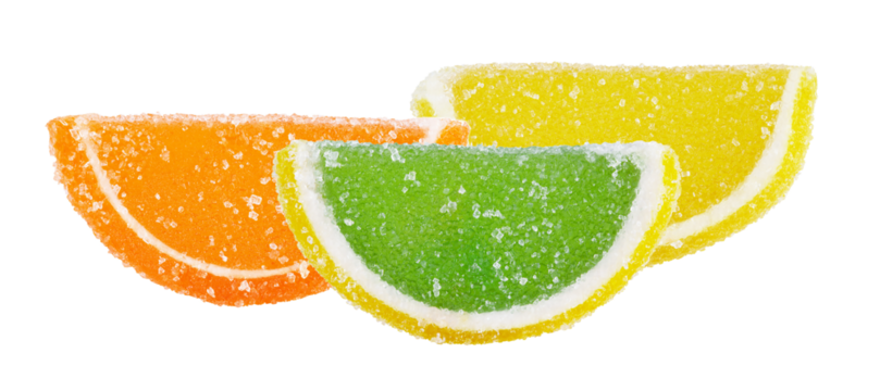 assorted citrus candy slices evoking nostalgic sweetness and vibrant fun, perfect for candy store promotions, playful snack ads, and confectionery displays