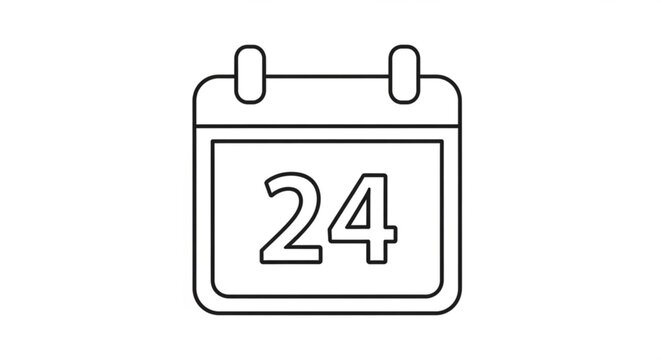 Mark Your Calendar for an Important Date: The 24th, Black Line Art for Reminders, Events, Deadlines, and Special Occasions, Simple and Stylish Design