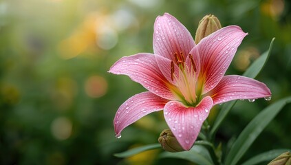 Fototapeta premium Lily flower in morning light, floral arrangement for floral design projects