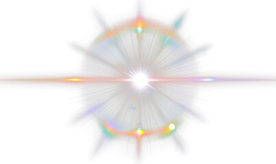 Fototapeta premium Vibrant Rainbow Lens Flare with Abstract Light Overlay Effects Isolate on Transparent Background, cutout, png