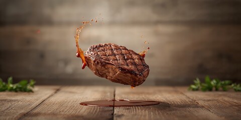 Blank card with Easter eggs, tulips, and gift box on white wooden background, seasonal celebration imagery