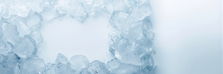 Obraz premium Crushed ice on a background viewed from above used as a cooling surface for food preparation