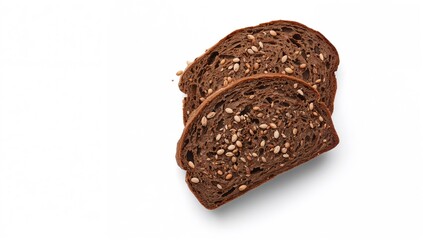 Whole grain bread slices stacked for a healthy snack, suitable for layout backgrounds, World Bread Day