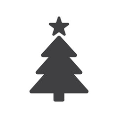 Obraz premium Christmas tree with star icon simple silhouette flat style.