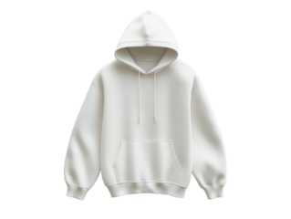 White hoodie mockup isolated on a transparent background for fashion design concept presentation and custom printing