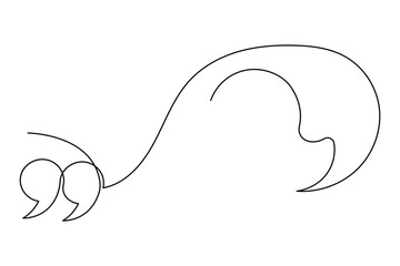 Quote mark creative single line outline drawing in minimal design style