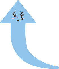 涙を流す上向き矢印キャラクター