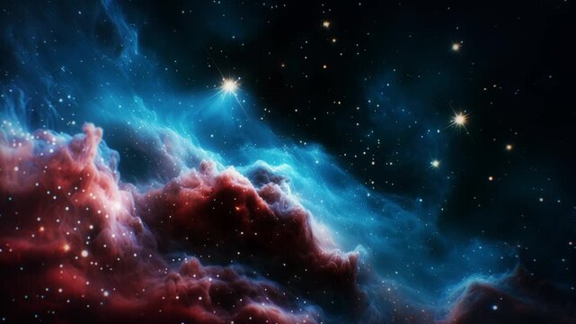 Surreal Dreamscape of Cosmic Clouds and Mountains Illuminated by Vibrant Nebulae and Distant Stars