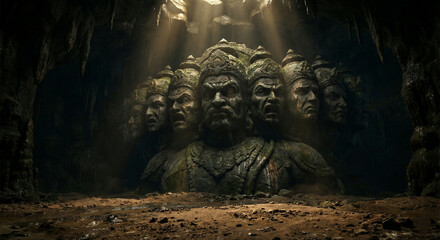 Raavana stone carved monument, ramayan, wallpapers, poster, banner