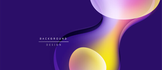 Abstract purple background features flowing shapes, gradients. Modern design elements create dynamic visual impact. Smooth curves, vibrant colors.