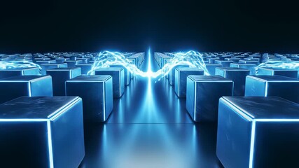 Geometric Maze of Innovative Technology Concepts, Perfectly Capturing the Essence of Futuristic Advancement in Cutting Edge Thinking, Seamlessly Looping as 4K UHD Animation for Backgrounds or.