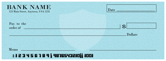 Minimal Blank Cheque Template Layout for Payment and Banking Use