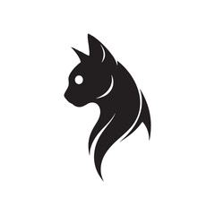 Obraz premium Minimalist Black Cat Silhouette Logo Vector
