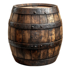 Fototapeta premium Wooden oak barrel isolated on transparent or white background, png