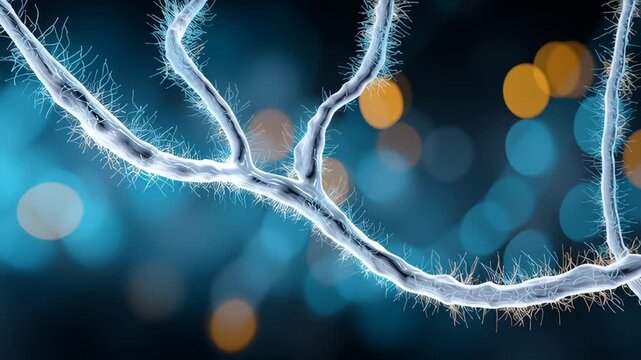 Nerve fiber neural pathway axon myelin microscopic illustration linking synapse nerve signal depression diabetes risk blue